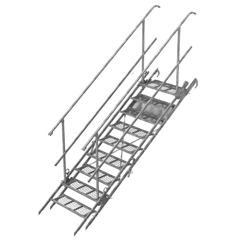 9 trins trappe med rækværk stål