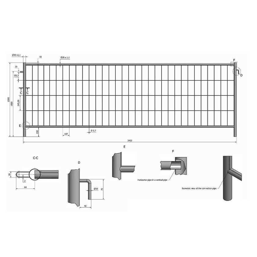 Byggepladshegn HMF Business 3,5x1,2m