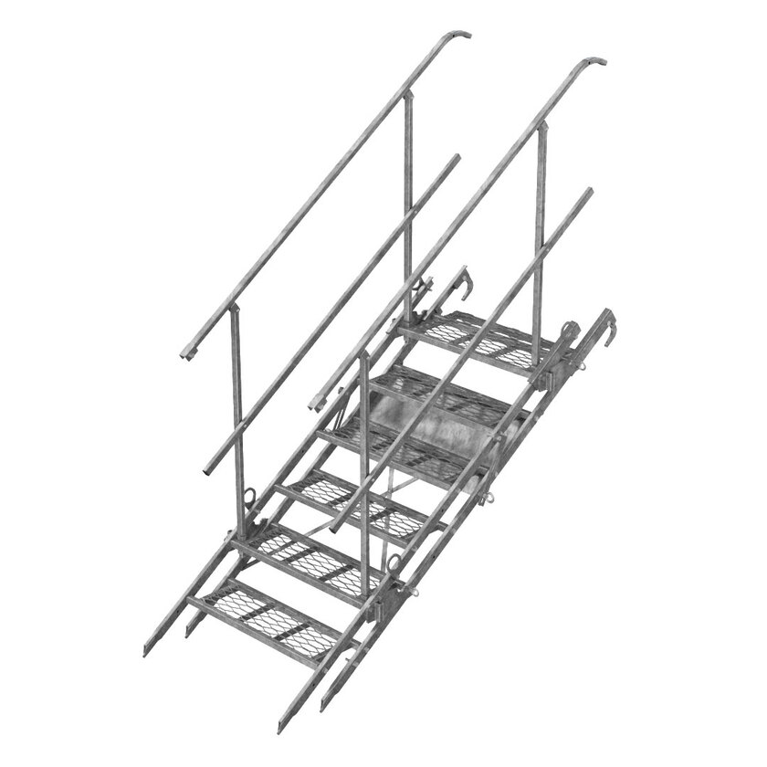 6  Trins trappe med rækværk stål