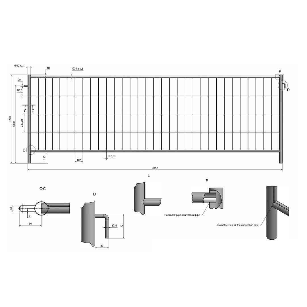 Byggepladshegn HMF Business 3,5x1,2m